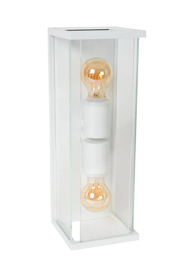 Lucide CLAIRE - Wandlamp Binnen/Buiten - 2xE27 - IP54 - Wit - uitgezet
